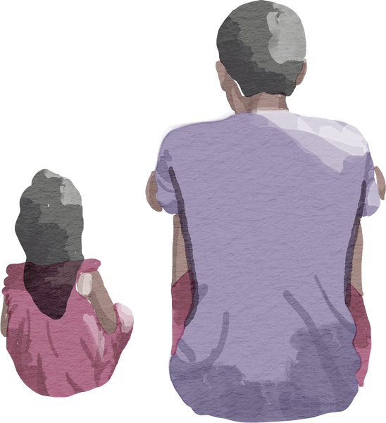 Watercolor Father and Daughter