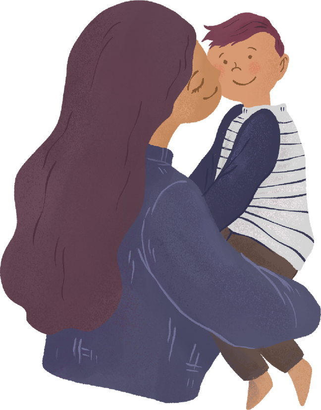 Textured Organic Mother Holding Baby